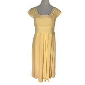 Dressbarn Petite Yellow Polka Dot Fit & Flare Short Sleeve Midi Dress Size 6P